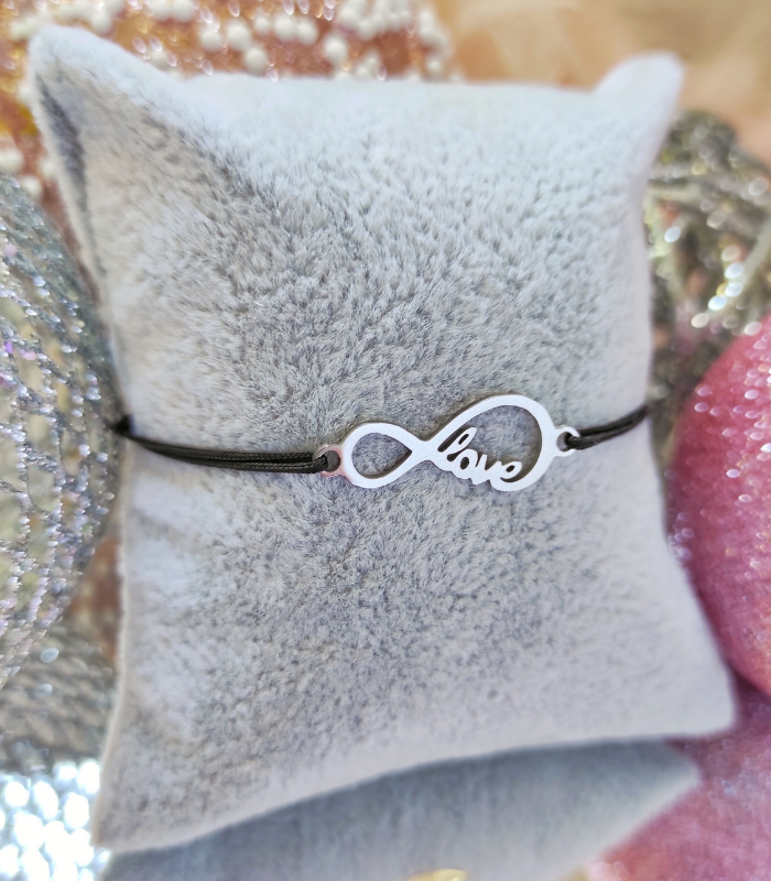 Silver Infinity Love Narukvica Crna / 1 + Gratis
