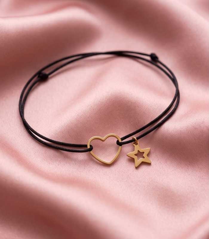 Gold heart star narukvica