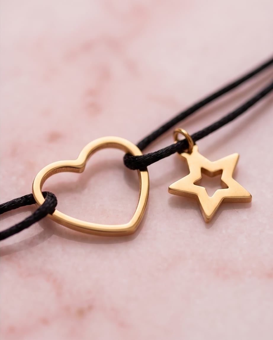 Gold heart star narukvica